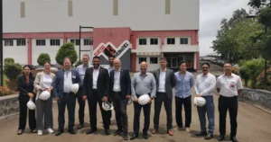 German delegation visiting Electro Pneumatics & Hydraulics manufacturing facility in Pune during the 2026 mission.