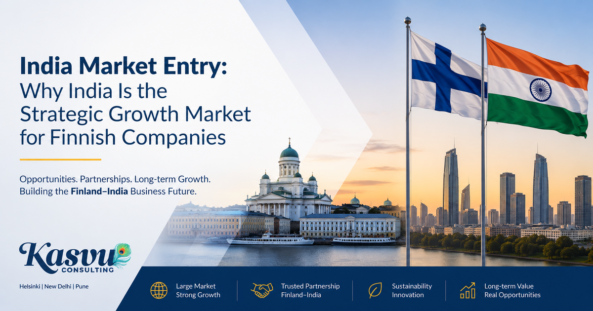 India Market Entry for Finnish companies, illustrating Finland–India business collaboration, strategic partnerships, sustainable growth and market opportunities in India.
